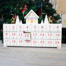 St Helens White Festive Wooden Advent Calendar - Size: 7 x 43 x 28cm - Wilko - thumbnail 4