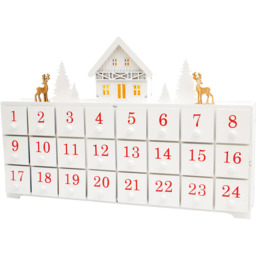 St Helens White Festive Wooden Advent Calendar - Size: 7 x 43 x 28cm - Wilko