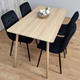 Kosy Koala 4 Seater Velvet Dining Set Wood Effect and Black - Portland - Wilko - thumbnail 1