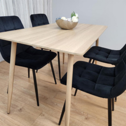 Kosy Koala 4 Seater Velvet Dining Set Wood Effect and Black - Portland - Wilko - thumbnail 3