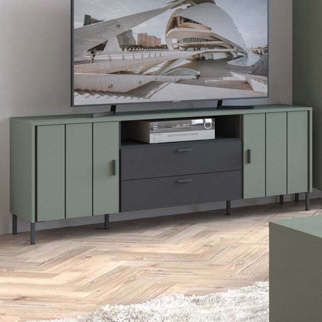 Furniture To Go Arundel 2 Door 2 Drawer Green TV Cabinet - Wilko - image 1
