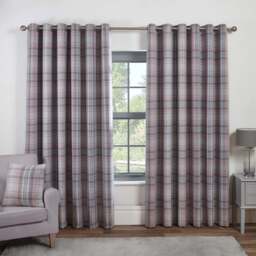 Divante Blush Hatfield Check Blackout Eyelet Curtains 229 x 229cm - Size: W 229 x D 229cm - Wilko - thumbnail 3