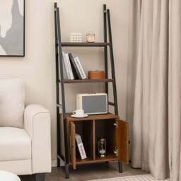 Costway 2 Door 3 Shelf Rustic Brown Industrial Bookcase - Wilko - thumbnail 1