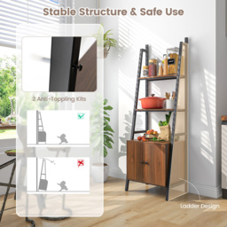 Costway 2 Door 3 Shelf Rustic Brown Industrial Bookcase - Wilko - thumbnail 7