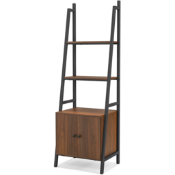 Costway 2 Door 3 Shelf Rustic Brown Industrial Bookcase - Wilko - thumbnail 3