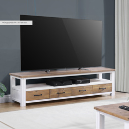 Baumhaus Splash of White 4 Drawer Large Widescreen TV Cabinet - Wilko - thumbnail 7