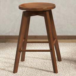 Costway Brown Swivel Counter Height Bar Stool Set of 2 - Size: 66 x 65 x 18cm - Multi - Wilko