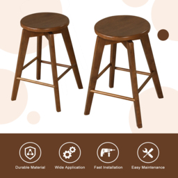 Costway Brown Swivel Counter Height Bar Stool Set of 2 - Size: 66 x 65 x 18cm - Multi - Wilko - thumbnail 7