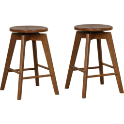 Costway Brown Swivel Counter Height Bar Stool Set of 2 - Size: 66 x 65 x 18cm - Multi - Wilko - thumbnail 3