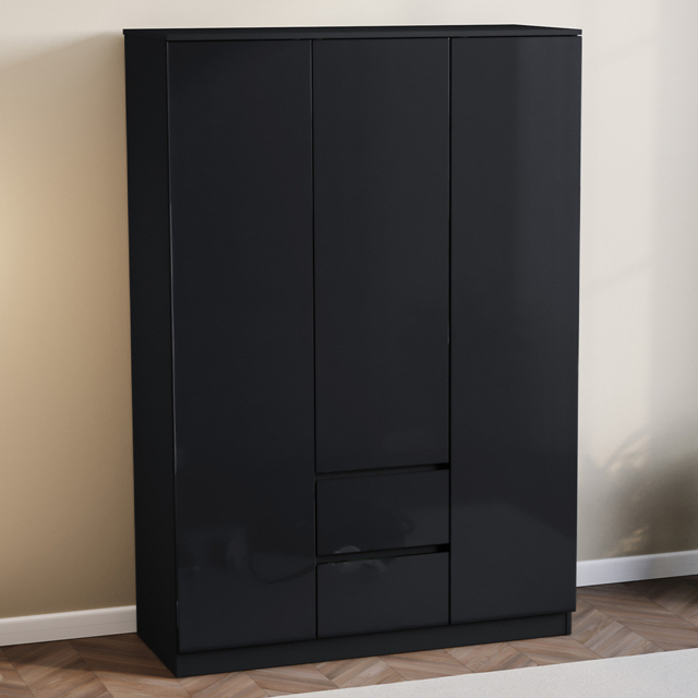 Vida Designs Glinton 3 Door 2 Drawer Black Wardrobe - Size: 3 Door, 2 Drawer - Wilko - image 1