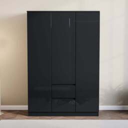 Vida Designs Glinton 3 Door 2 Drawer Black Wardrobe - Size: 3 Door, 2 Drawer - Wilko - thumbnail 4
