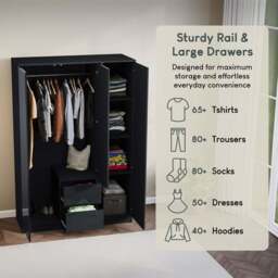 Vida Designs Glinton 3 Door 2 Drawer Black Wardrobe - Size: 3 Door, 2 Drawer - Wilko - thumbnail 7