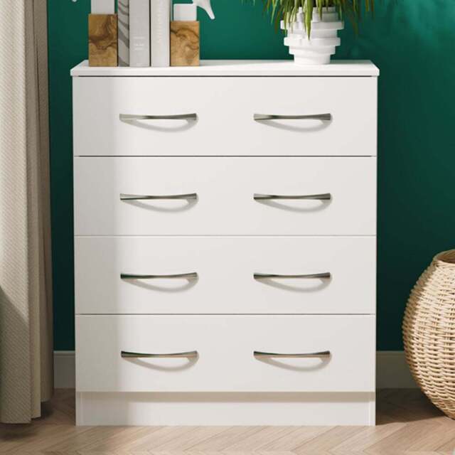 Crowndale Avon 4 Drawer White Matt Chest of Drawers Ready Assembled - Wilko - image 1
