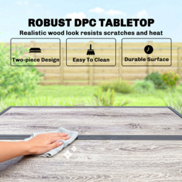 Outsunny 4 Seater Rattan Wood Effect Tabletop Garden Dining Set Black - Grey - Wilko - thumbnail 6