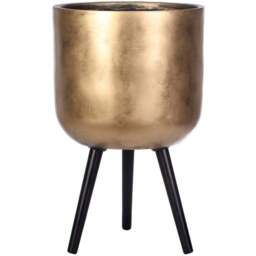 wilko Gold Concrete Effect Indoor Planter with Legs 61cm - Instadecor - thumbnail 1