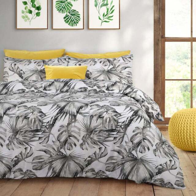 Velosso EasyCare Single Green Tropical Leaf Duvet Set - Grey - Serene - Wilko - image 1