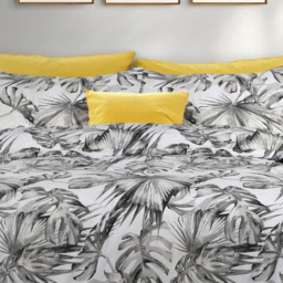 Velosso EasyCare Single Green Tropical Leaf Duvet Set - Grey - Serene - Wilko - thumbnail 4