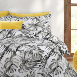 Velosso EasyCare Single Green Tropical Leaf Duvet Set - Grey - Serene - Wilko - thumbnail 3