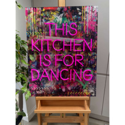Splashbax This Kitchen is for Dancing Unframed LED Neon Wall Art - Size: 90 x 60 x 7cm - Multi - Wilko - thumbnail 3