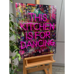 Splashbax This Kitchen is for Dancing Unframed LED Neon Wall Art - Size: 90 x 60 x 7cm - Multi - Wilko - thumbnail 5