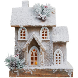 Natural Flocked LED HouseWhite and Natural - Mistletoe Cottage - Wilko - thumbnail 6