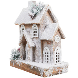 Natural Flocked LED HouseWhite and Natural - Mistletoe Cottage - Wilko - thumbnail 4