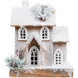 Natural Flocked LED HouseWhite and Natural - Mistletoe Cottage - Wilko - thumbnail 3