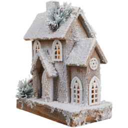 Natural Flocked LED HouseWhite and Natural - Mistletoe Cottage - Wilko - thumbnail 5