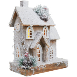 Natural Flocked LED HouseWhite and Natural - Mistletoe Cottage - Wilko - thumbnail 7