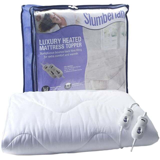 Slumberland King Size Electric Heated Dual Control Mattress Topper - Size: 0.1 x 150 x 200cm - White - Wilko - image 1