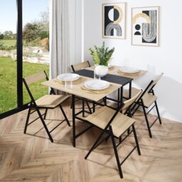 Otis Folding Table and Chairs - Size: 4 Seater - Natural - Wilko - thumbnail 1
