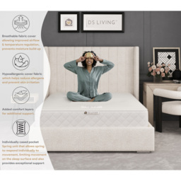 DS Living Aurora Serenity Double 1000 Pocket Sprung Mattress with Comfort Layers - White - Wilko - thumbnail 7