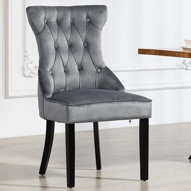 Artemis Home Genola Set of 2 Grey Velvet Fabric Dining Chair - Wilko - image 1