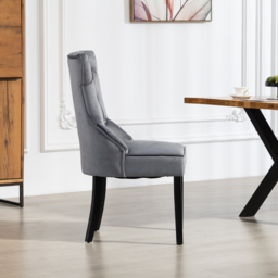 Artemis Home Genola Set of 2 Grey Velvet Fabric Dining Chair - Wilko - thumbnail 4