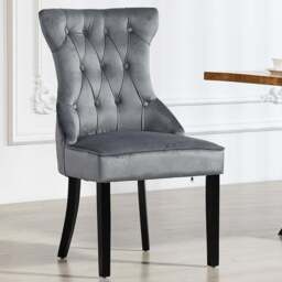 Artemis Home Genola Set of 2 Grey Velvet Fabric Dining Chair - Wilko - thumbnail 1