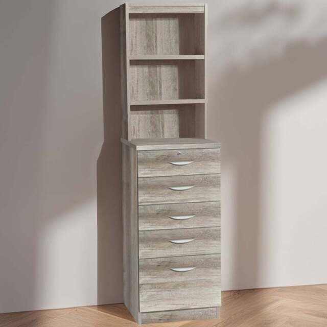 R White Cabinets 6 Drawer 3 Shelf Grey Chest of Drawers with Hutch - Wilko - image 1