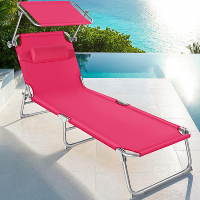 tectake Chloe 2 Piece Pink Foldable Sun Lounger Set - Size: 65 x 68 x 190cm - Wilko - image 1
