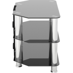 AVF Classic 2 Shelf Black and Chrome Glass Corner TV Unit with Cable Management - AVF Group Ltd - Wilko - thumbnail 5