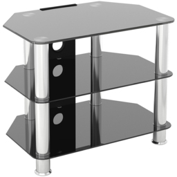 AVF Classic 2 Shelf Black and Chrome Glass Corner TV Unit with Cable Management - AVF Group Ltd - Wilko - thumbnail 3