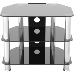 AVF Classic 2 Shelf Black and Chrome Glass Corner TV Unit with Cable Management - AVF Group Ltd - Wilko - thumbnail 4
