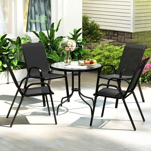 Outsunny 4 Seater Black Garden Dining Set - Wilko - image 1