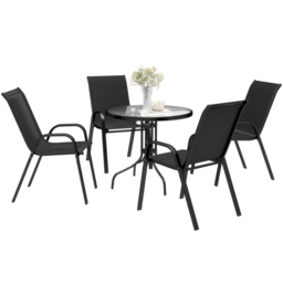 Outsunny 4 Seater Black Garden Dining Set - Wilko - thumbnail 3