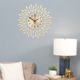 Living and Home Drop Shape Ochre Metal Wall Clock 37cm - Gold - Wilko - thumbnail 6