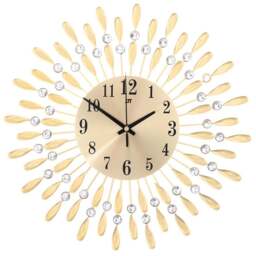Living and Home Drop Shape Ochre Metal Wall Clock 37cm - Gold - Wilko