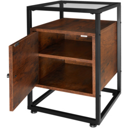 tectake Dudley 3 Shelf Dark Wood Nightstand - Size: Single Door - Brown - Wilko - thumbnail 5