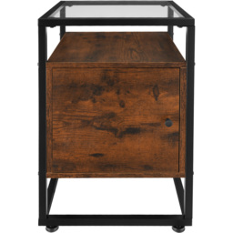 tectake Dudley 3 Shelf Dark Wood Nightstand - Size: Single Door - Brown - Wilko - thumbnail 4