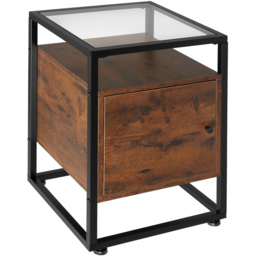 tectake Dudley 3 Shelf Dark Wood Nightstand - Size: Single Door - Brown - Wilko - thumbnail 3
