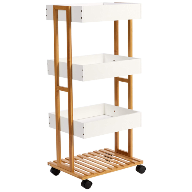Home Source Oxford 4 Shelf White Bamboo Bathroom Trolley - Size: 87 x 40 x 30cm - Wilko - image 1