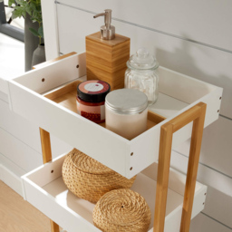 Home Source Oxford 4 Shelf White Bamboo Bathroom Trolley - Size: 87 x 40 x 30cm - Wilko - thumbnail 7