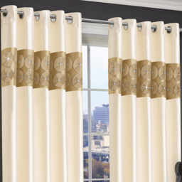 Intimates Vogue Diamante Latte Eyelet Curtains 168 x 229cm - Size: W 168 x D 229cm - Cream - Wilko - thumbnail 3